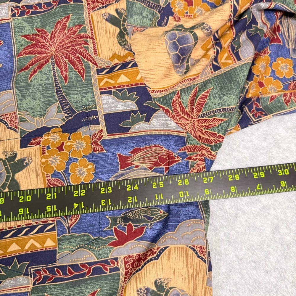 Tori Richard Mens 2XL Cotton Lawn Hawaiian Shirt Sea Turtle Fish Palm Tree Blue - Picture 7 of 12